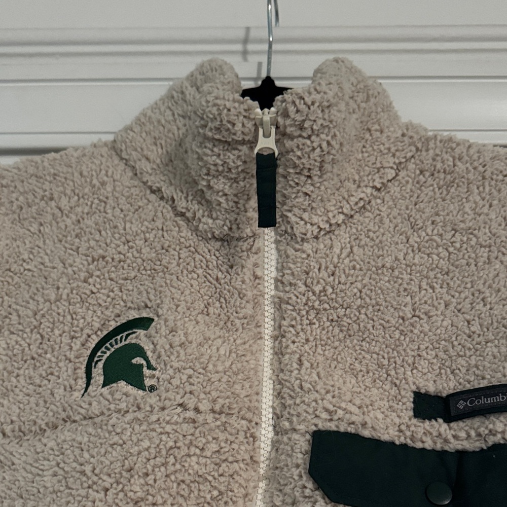 Columbia x MSU Spartan Cream Fleece Sherpa Zip Up - Picture 4 of 6
